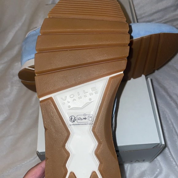 NWT VOILE BLANCHE JULIA Leather And Suede Sneakers in White-Light Blue - Picture 15 of 15